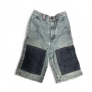 Vintage 90s size 5-6 years boys Giordano Jr denim long baggy patchwork shorts